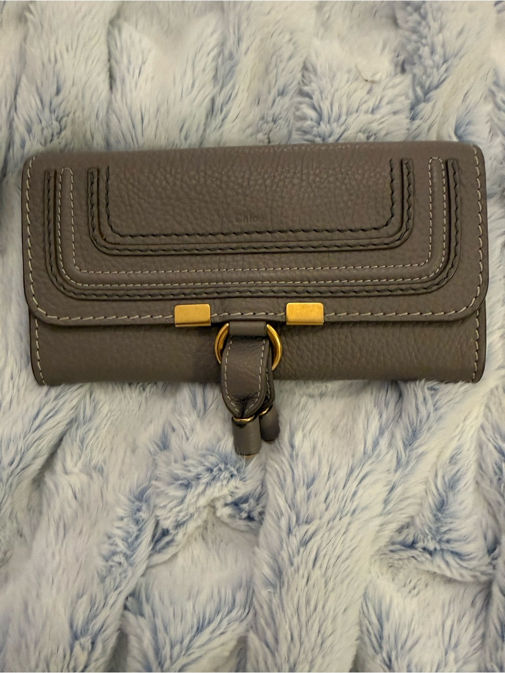 Chloe Gray Leather Wallet with Gold Hardware -matches purse listed currently
